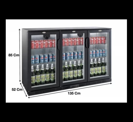 Arrière bar noir ventilé 3 portes battantes